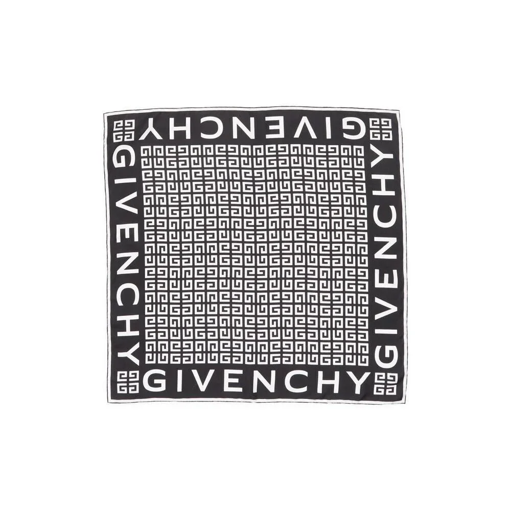 Givenchy Black And White Logo Square Scarf